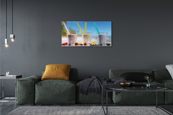 Quadro su tela Cannucce colorate cocktail in vetro 100x50 cm