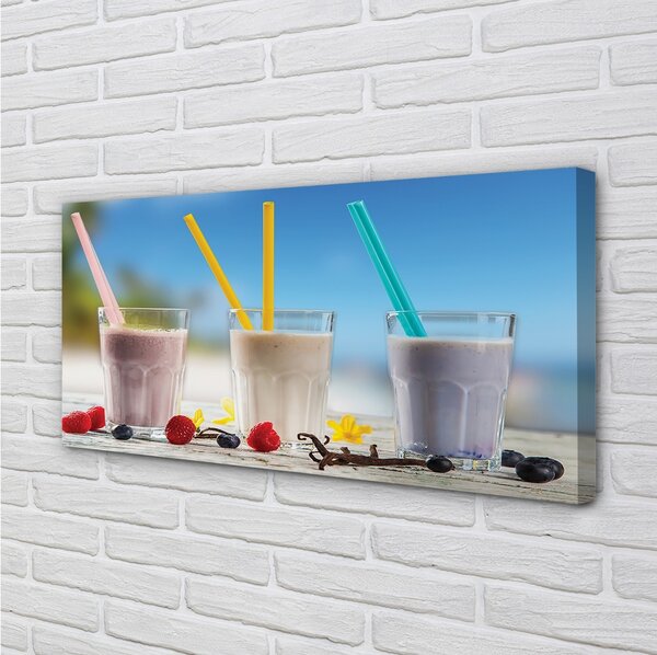 Quadro su tela Cannucce colorate cocktail in vetro 100x50 cm