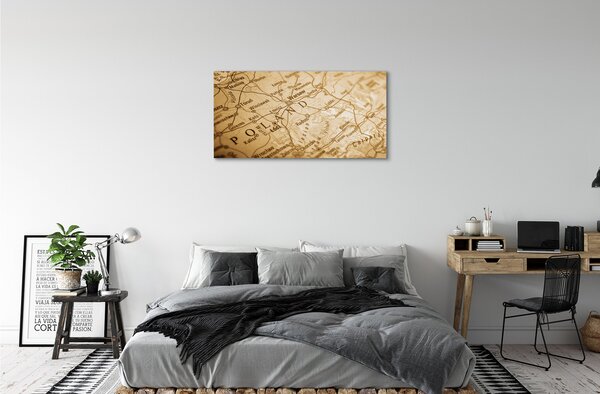 Quadro su tela Mappa della Polonia 100x50 cm