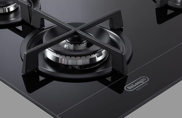De Longhi Piano Cottura 5 Fuochi a Gas da Incasso 75 cm Griglie in Ghisa Piano in Vetroceramica colore Nero - NSL 575D NCM Linea Life