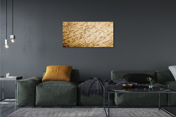 Quadro su tela Mappa della Polonia 100x50 cm