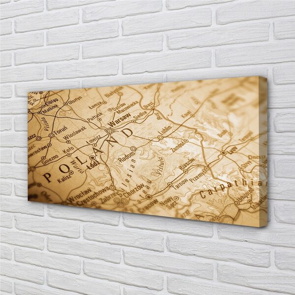 Quadro su tela Mappa della Polonia 100x50 cm