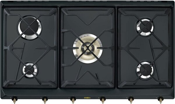 Smeg Piano Cottura 5 Fuochi a Gas da Incasso 90 cm Griglie in Ghisa colore Antracite - SRV896AOGH