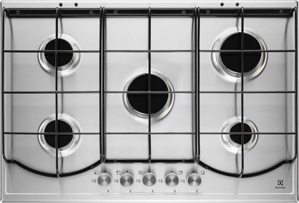 Electrolux Piano cottura 5 Fuochi a gas da incasso Larghezza 75 cm Bruciatori Fiamma Pura colore Inox - PQ 750 X Serie Slim Profile