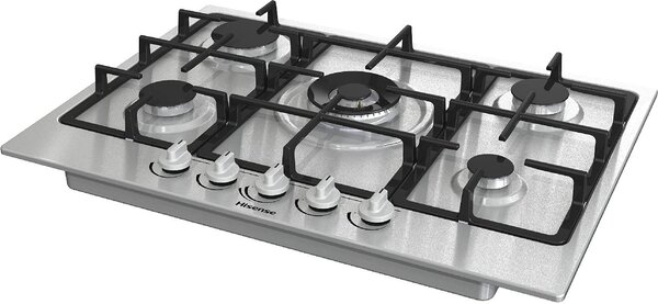 Hisense Piano Cottura 5 Fuochi a Gas da Incasso Larghezza 70 cm Griglie in Ghisa colore Inox - GM773XF