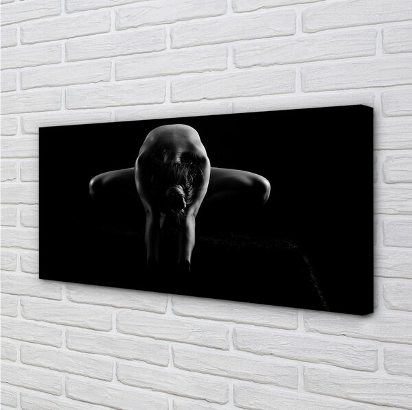 Quadro su tela Donna in bianco e nero 100x50 cm
