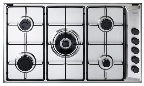 De Longhi Piano Cottura 5 Fuochi a Gas Incasso (1 Bruciatore Tripla Corona) Larghezza 86 cm colore Inox - FLA 59 DD