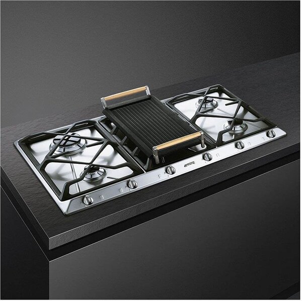 Smeg Piano Cottura 5 Fuochi a gas da Incasso Larghezza 90 cm colore Inox - SRV596GH5 Serie Contemporanea