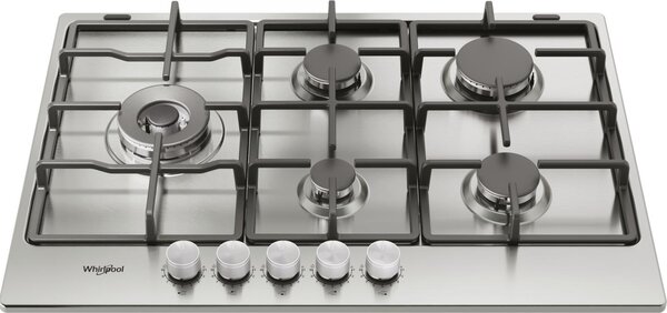 Whirlpool Piano Cottura 5 Fuochi a Gas Larghezza 73 cm Griglie in Ghisa colore Acciaio Inox - KGML 761 IX