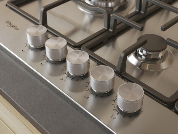 Whirlpool Piano Cottura 5 Fuochi a Gas Larghezza 73 cm Griglie in Ghisa colore Acciaio Inox - KGML 761 IX