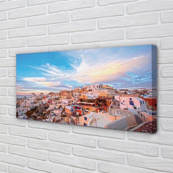 Quadro su tela Grecia Panorama City Sunset 100x50 cm