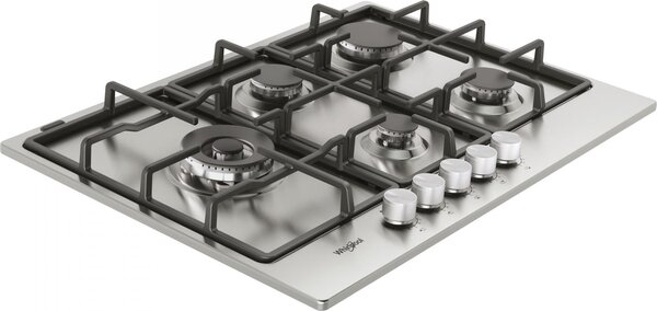 Whirlpool Piano Cottura 5 Fuochi a Gas Larghezza 73 cm Griglie in Ghisa colore Acciaio Inox - KGML 761 IX