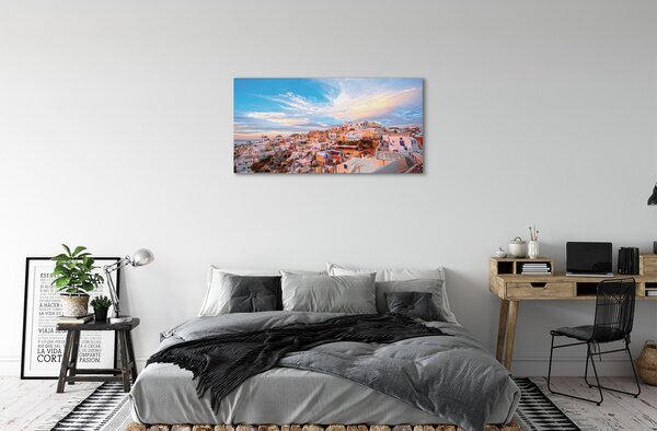 Quadro su tela Grecia Panorama City Sunset 100x50 cm