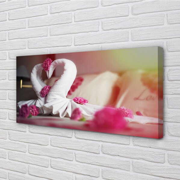 Quadro su tela Swan Asciugamani fiori 100x50 cm