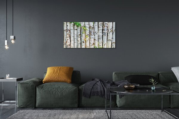 Quadro su tela Foglie di betulla 100x50 cm