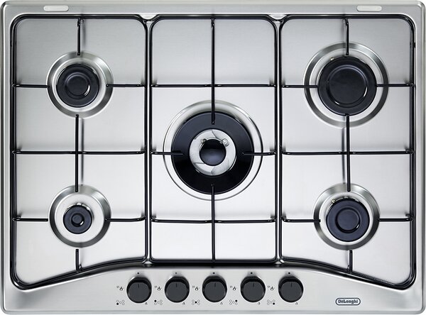 De Longhi Piano Cottura 5 Fuochi a Gas Larghezza 68 cm in Acciaio Inox colore Acciaio Inox - FFA 57 ASV