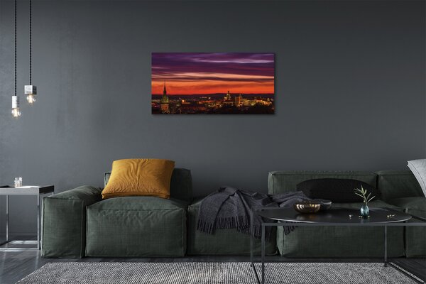 Quadro su tela Night Panorama di Cracovia 100x50 cm