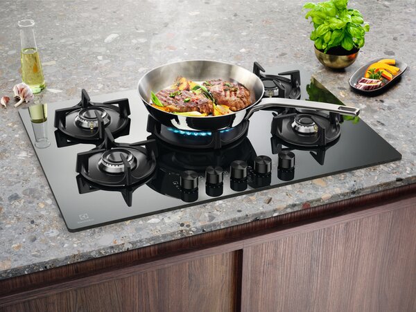 Electrolux Piano Cottura 5 Fuochi a Gas Larghezza 74 cm in Vetro colore Specchio - EGG75372M