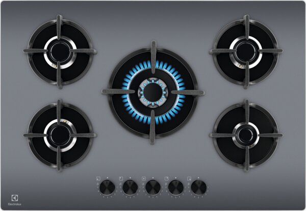 Electrolux Piano Cottura 5 Fuochi a Gas Larghezza 74 cm in Vetro colore Specchio - EGG75372M