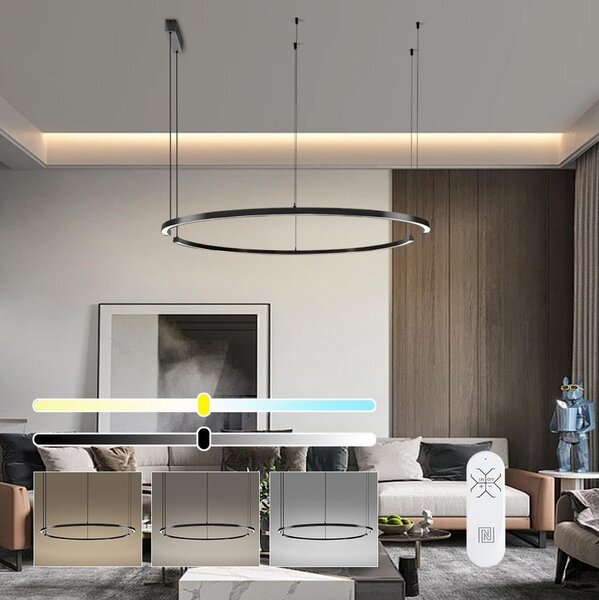 Immax NEO 07329L - Lampada a sospensione LED dimmerabile con cavo FINO 72W/230V 120 cm nero Tuya+telecomando