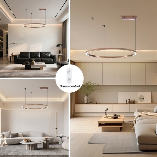 Immax NEO 07327L - Lampadario LED dimmerabile a cavo FINO 55W/230V 80 cm oro rosa Tuya+telecomando