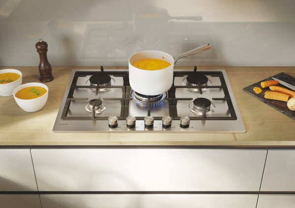 Candy Piano Cottura 5 Fuochi a Gas Larghezza 75 cm (1 Bruciatore Doppia Corona) colore Acciaio Inox - CHG74WTX Moderna