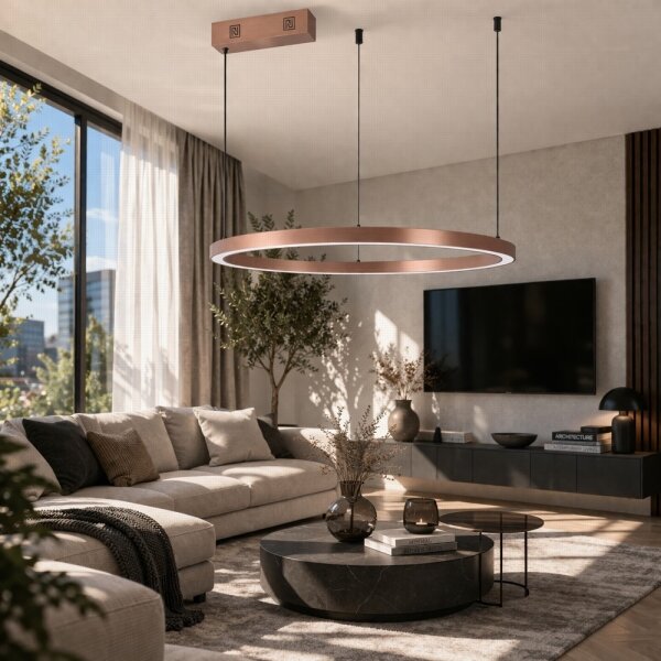 Immax NEO 07327L - Lampadario LED dimmerabile a cavo FINO 55W/230V 80 cm oro rosa Tuya+telecomando