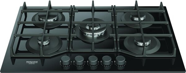 Hotpoint Ariston Piano Cottura 5 Fuochi a Gas Larghezza 73 cm in Vetro colore Nero - HAGS 72F/BK 1