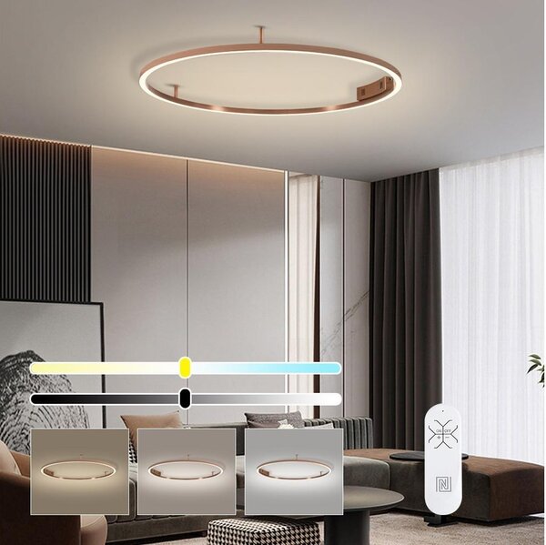 Immax NEO 07326-80C-LED Plafoniera dimmerabile FINO LED/55W/230V 80 cm Tuya rosa oro + telecomando