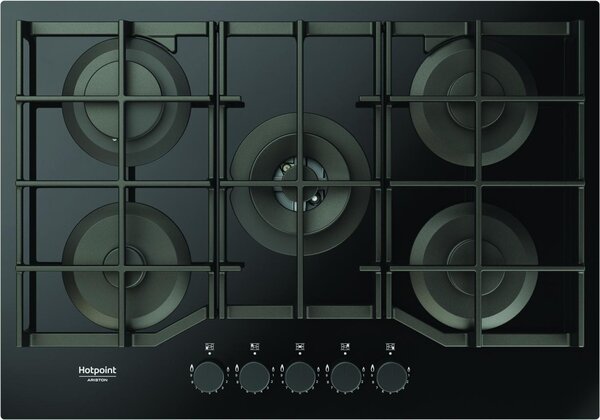 Hotpoint Ariston Piano Cottura 5 Fuochi a Gas Larghezza 73 cm in Vetro colore Nero - HAGS 72F/BK 1