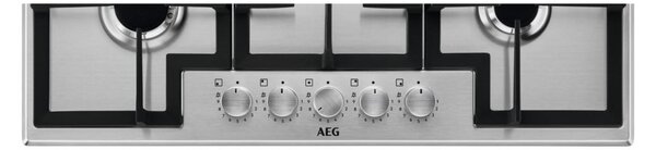 Aeg Piano Cottura 5 Fuochi a Gas Larghezza 75 cm (1 Bruciatore Wok) in Acciaio Inox colore Inox - HGB75420SM Serie 6000 Slim Line