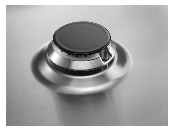 Aeg Piano Cottura 5 Fuochi a Gas Larghezza 75 cm (1 Bruciatore Wok) in Acciaio Inox colore Inox - HGB75420SM Serie 6000 Slim Line