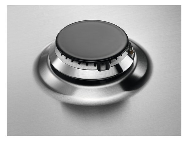 Aeg Piano Cottura 5 Fuochi a Gas Larghezza 75 cm (1 Bruciatore Wok) in Acciaio Inox colore Inox - HGB75420SM Serie 6000 Slim Line
