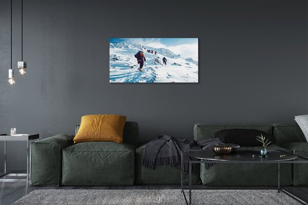 Quadro su tela Arrampicata in montagna inverno 100x50 cm