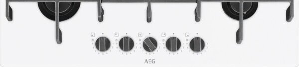 Aeg Piano Cottura 5 Fuochi a Gas Larghezza 75 cm (1 Bruciatore Wok) in Vetroceramica colore Bianco - HVB75820IW