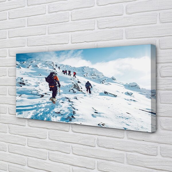 Quadro su tela Arrampicata in montagna inverno 100x50 cm