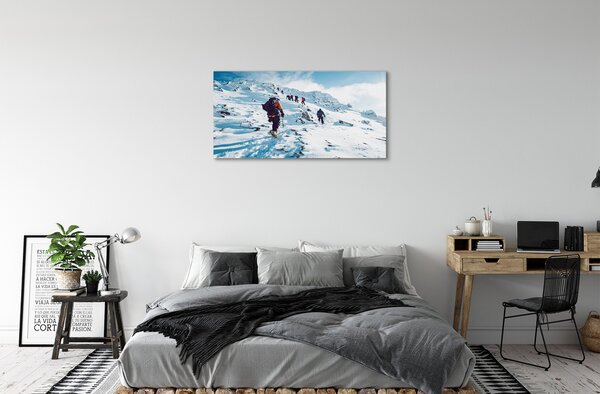 Quadro su tela Arrampicata in montagna inverno 100x50 cm