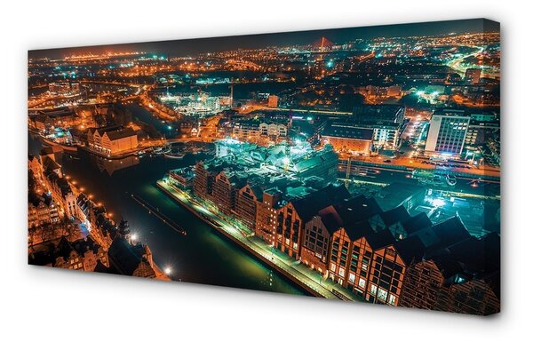 Quadro su tela Night panorama del fiume Dugsk 100x50 cm