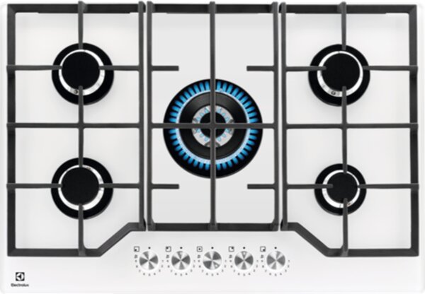 Electrolux Piano Cottura 5 Fuochi a Gas Larghezza 75 cm Piano colore Bianco - KGG75362W
