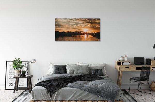 Quadro su tela Cracovia Bridge Sunset River 100x50 cm