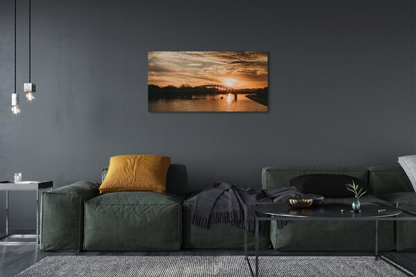 Quadro su tela Cracovia Bridge Sunset River 100x50 cm