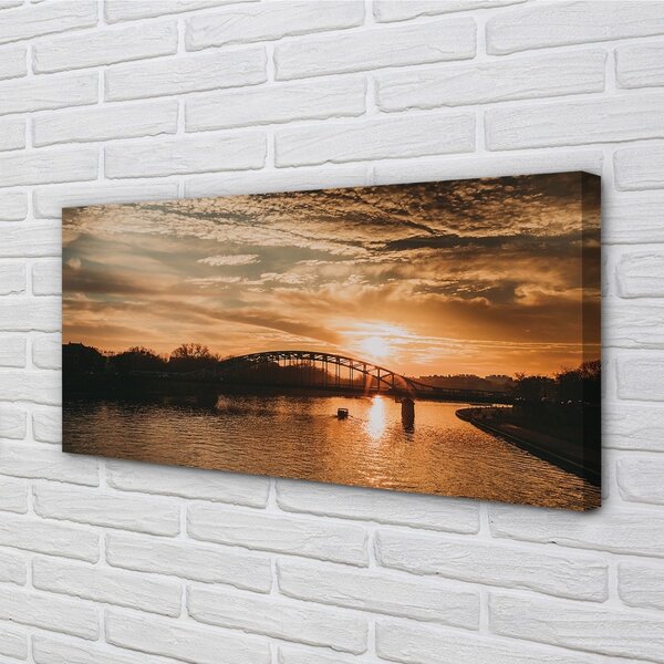 Quadro su tela Cracovia Bridge Sunset River 100x50 cm