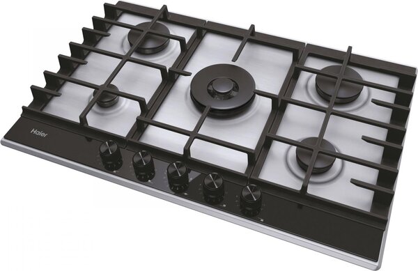 Haier Piano Cottura 5 Fuochi a Gas Larghezza 75 cm in Acciaio Inox colore Inox - HAHG7W5XH Series 4