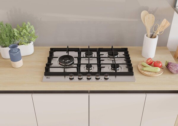 Hoover Piano Cottura 5 Fuochi a Gas Larghezza 75 cm in Acciaio Inox colore Inox - HHG7WL5WC5X