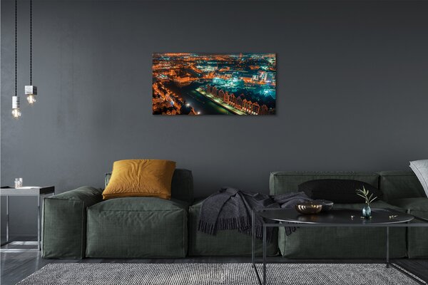 Quadro su tela Night panorama del fiume Dugsk 100x50 cm