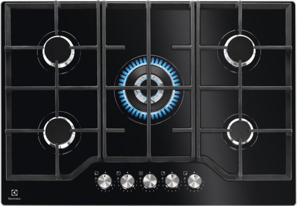 Electrolux Piano Cottura 5 Fuochi a Gas Larghezza 75 cm Piano colore Nero - KGG75362K