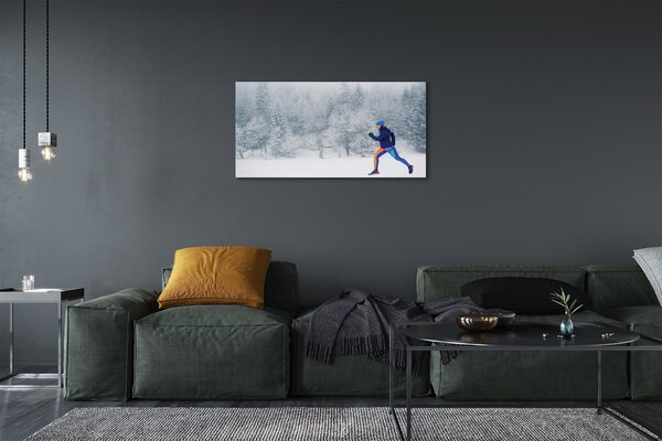 Quadro su tela Forest Winter Snow Man 100x50 cm