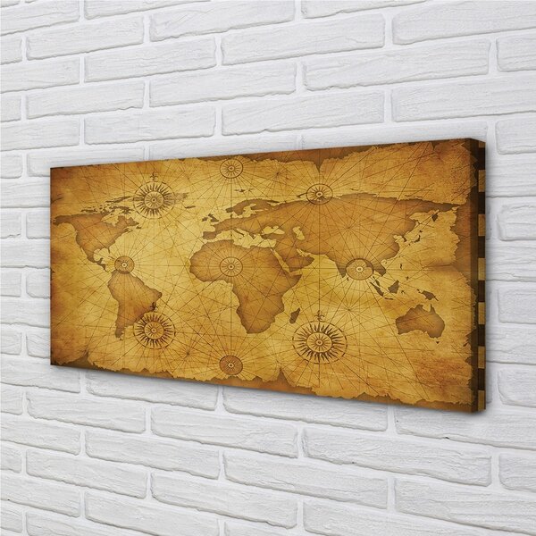 Quadro su tela Vecchia mappa dei bordi bruciati 100x50 cm