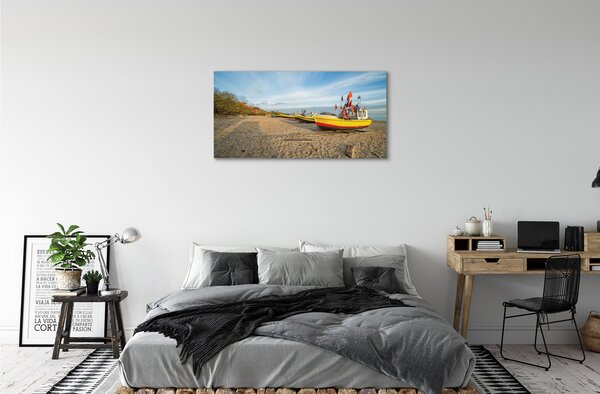 Stampa quadro su tela Barca sulla spiaggia di Darńsk Sea 100x50 cm