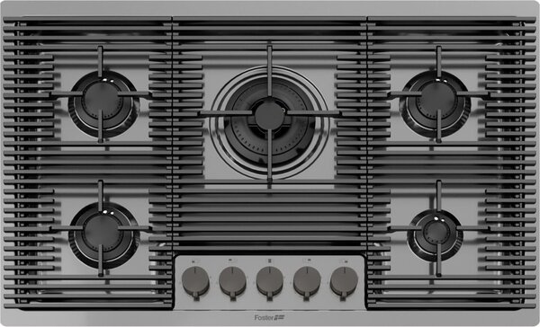 FOSTER Piano Cottura 5 Fuochi a Gas Larghezza 80 cm Piano Inox colore Canna di Fucile - 7682 006 Milanello Gun Metal